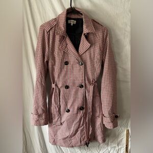 Charlotte Russe Women's Red Checkered Trench Coat small plaid
